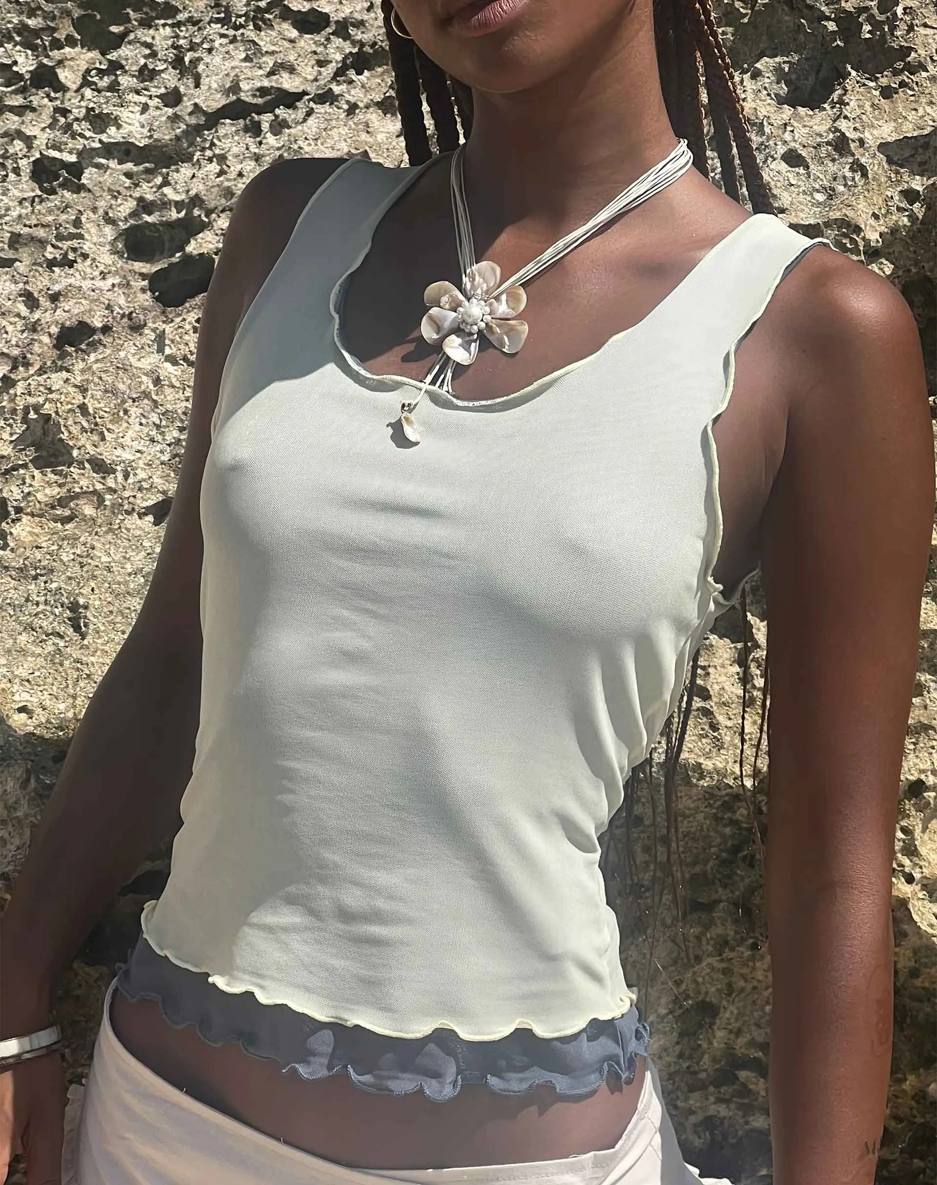 Zeta Vest Top in Yellow with Navy Lining sold by Motel Rocks product image thumbnail 2