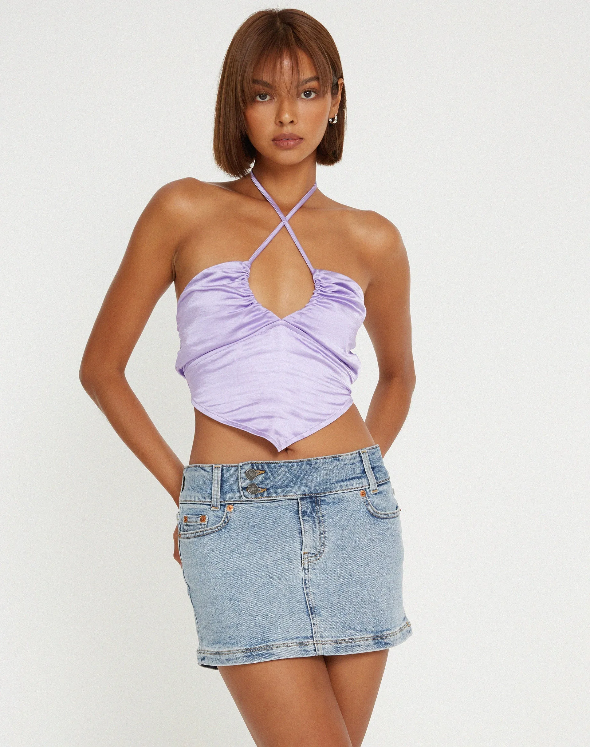 Domila Top in Satin Lilac sold by Motel Rocks product image thumbnail 4