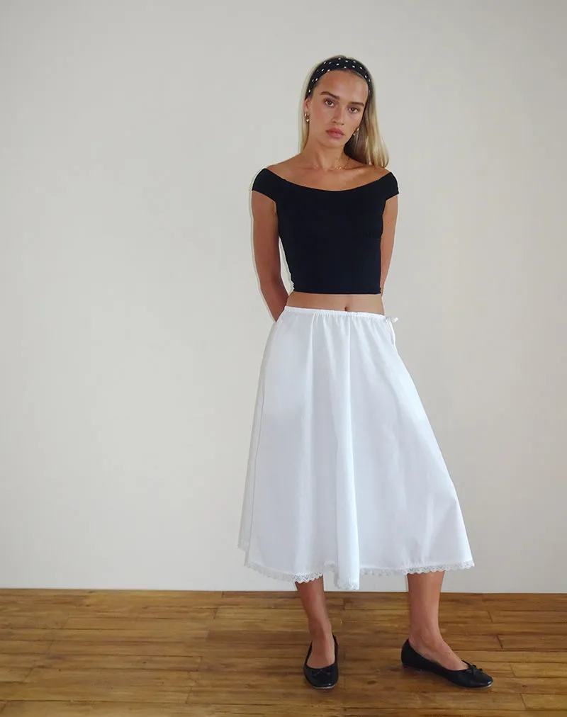 Taka Midi Skirt in Poplin White sold by Motel Rocks product image thumbnail 2