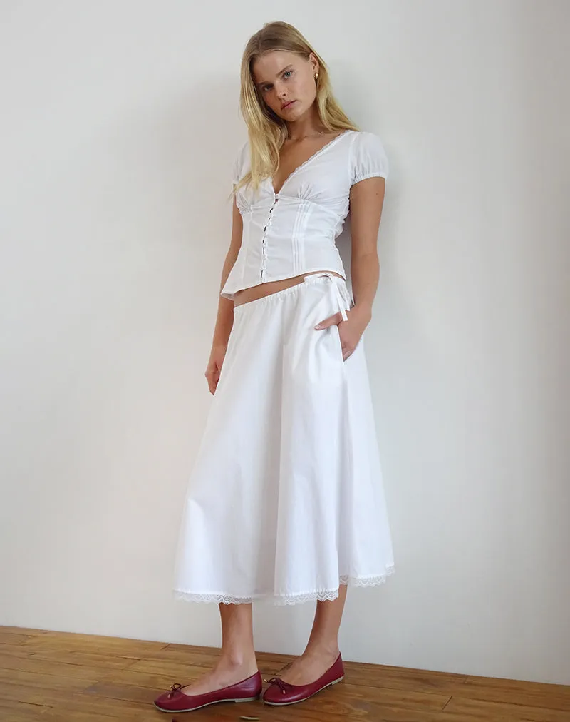 Taka Midi Skirt in Poplin White sold by Motel Rocks product image thumbnail 5
