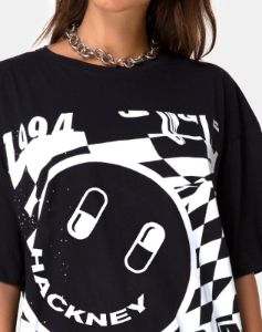 Sunny Kiss Tee in Black with White Dream Scape sold by Motel Rocks