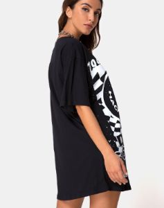 Sunny Kiss Tee in Black with White Dream Scape sold by Motel Rocks