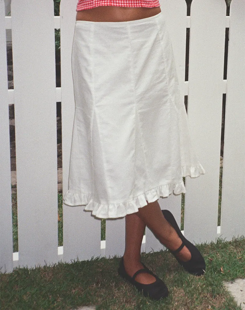 Tausi Pleated Midi Skirt in Off White Linen sold by Motel Rocks product image thumbnail 4