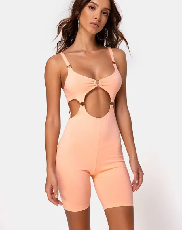 Jaso Unitard in Coral sold by Motel Rocks