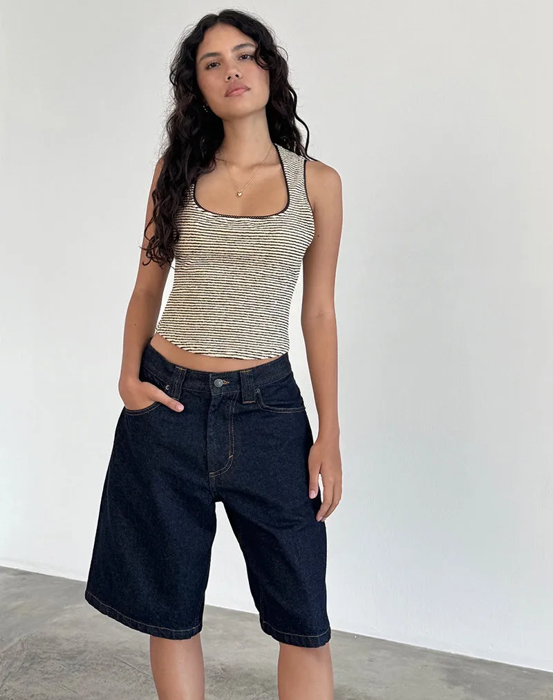 Jinsu Top in Black and Yellow Stripe with Picot Trim sold by Motel Rocks product image thumbnail 2