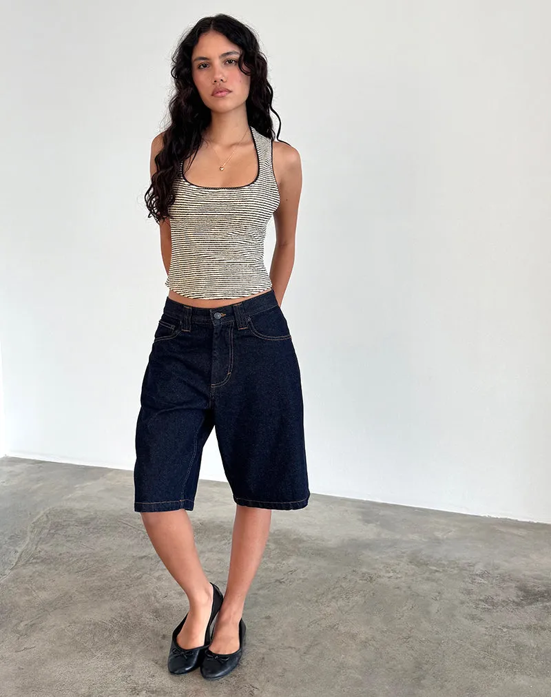 Jinsu Top in Black and Yellow Stripe with Picot Trim sold by Motel Rocks product image thumbnail 5