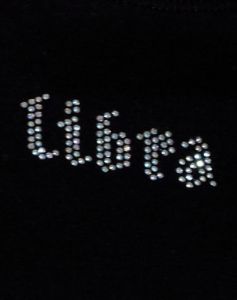 Tiney Crop Tee in Black 'Libra' Diamante sold by Motel Rocks
