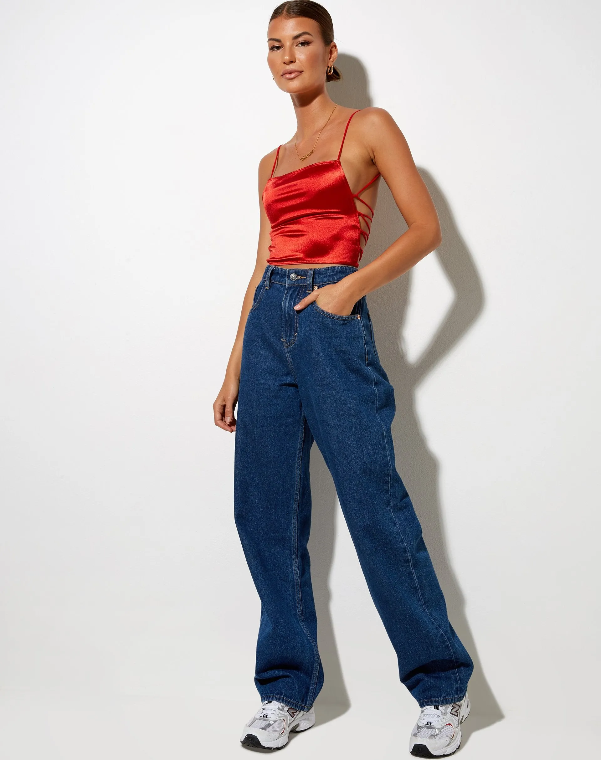 Ozka Crop Top in Satin Rust sold by Motel Rocks product image thumbnail 3