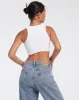 Leah Crop Top in Rib White sold by Motel Rocks