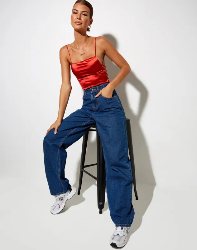 Ozka Crop Top in Satin Rust sold by Motel Rocks