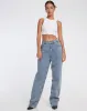 Leah Crop Top in Rib White sold by Motel Rocks
