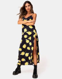 Hime Maxi Dress in Sunny Days Black sold by Motel Rocks