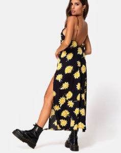 Hime Maxi Dress in Sunny Days Black sold by Motel Rocks