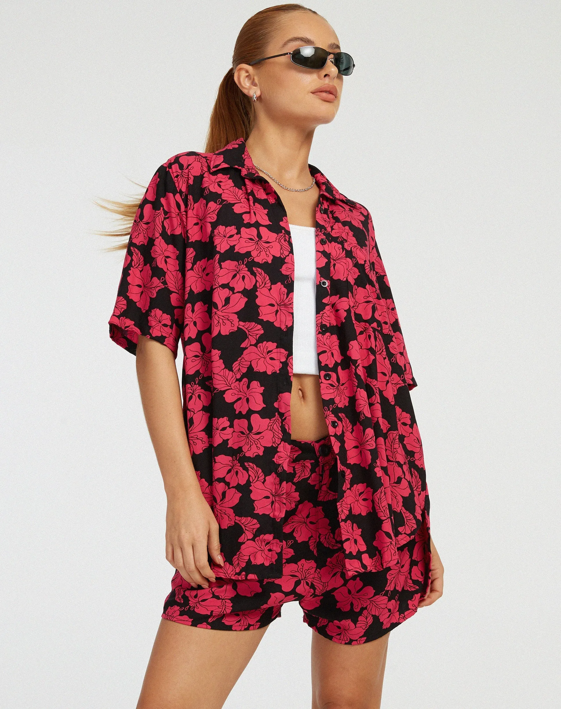 Smith Shirt in Vacation Hot Pink sold by Motel Rocks