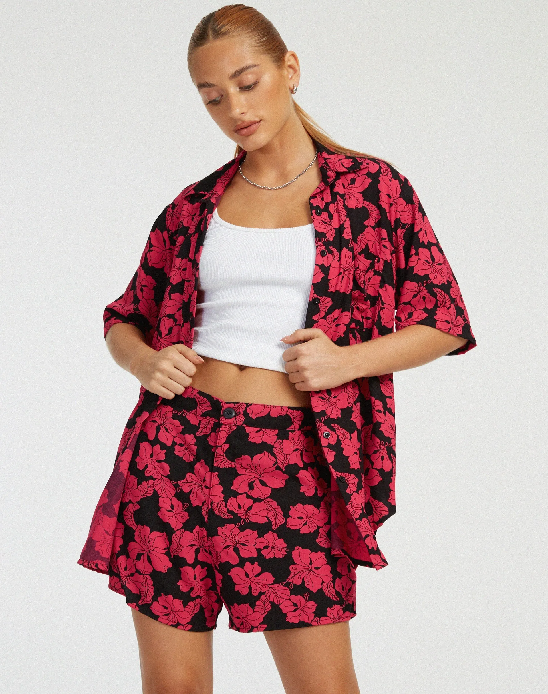 Smith Shirt in Vacation Hot Pink sold by Motel Rocks product image thumbnail 4