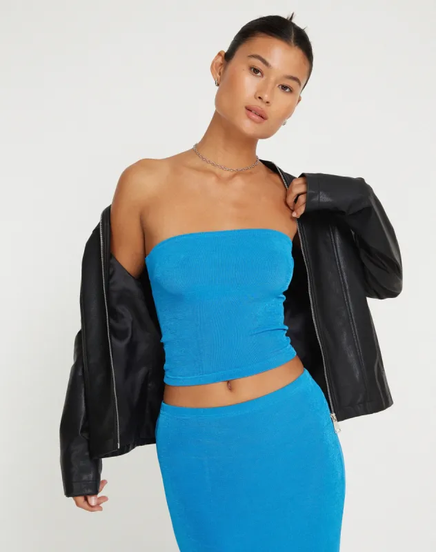 Tiska Bandeau Top in Electric Blue sold by Motel Rocks