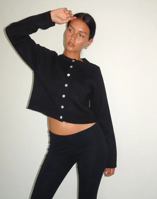 Shura Brush Knit Cardigan in Black sold by Motel Rocks