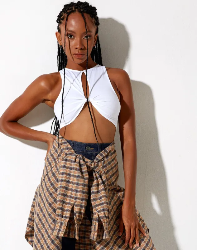 Zeme Crop Top in White sold by Motel Rocks
