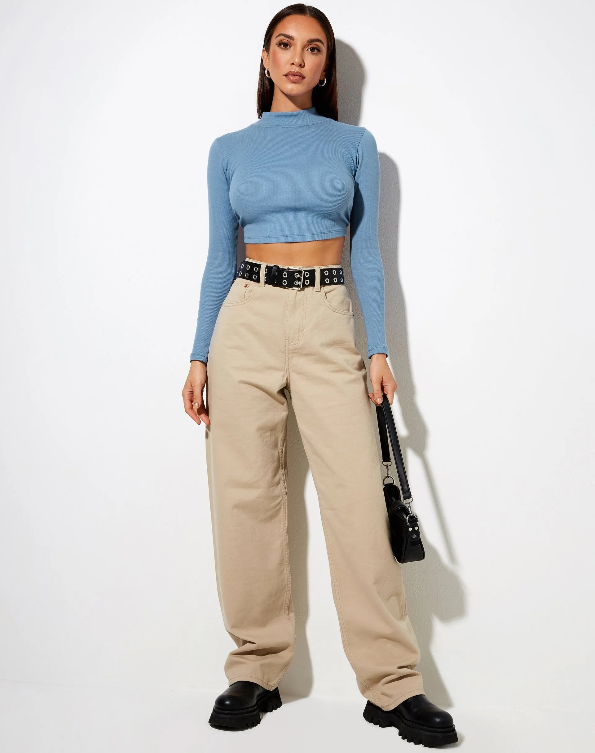 Quelia Crop Top in Rib Grapemist sold by Motel Rocks product image thumbnail 3