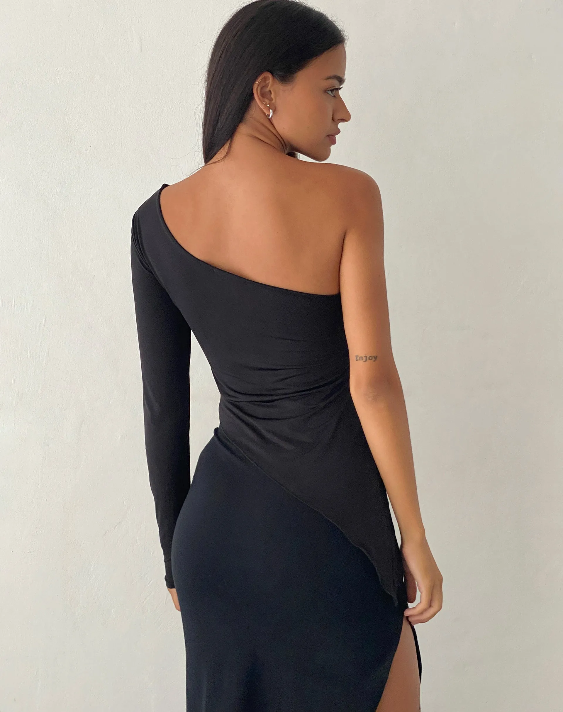 Dania One Shoulder Top in Slinky Black sold by Motel Rocks product image thumbnail 2