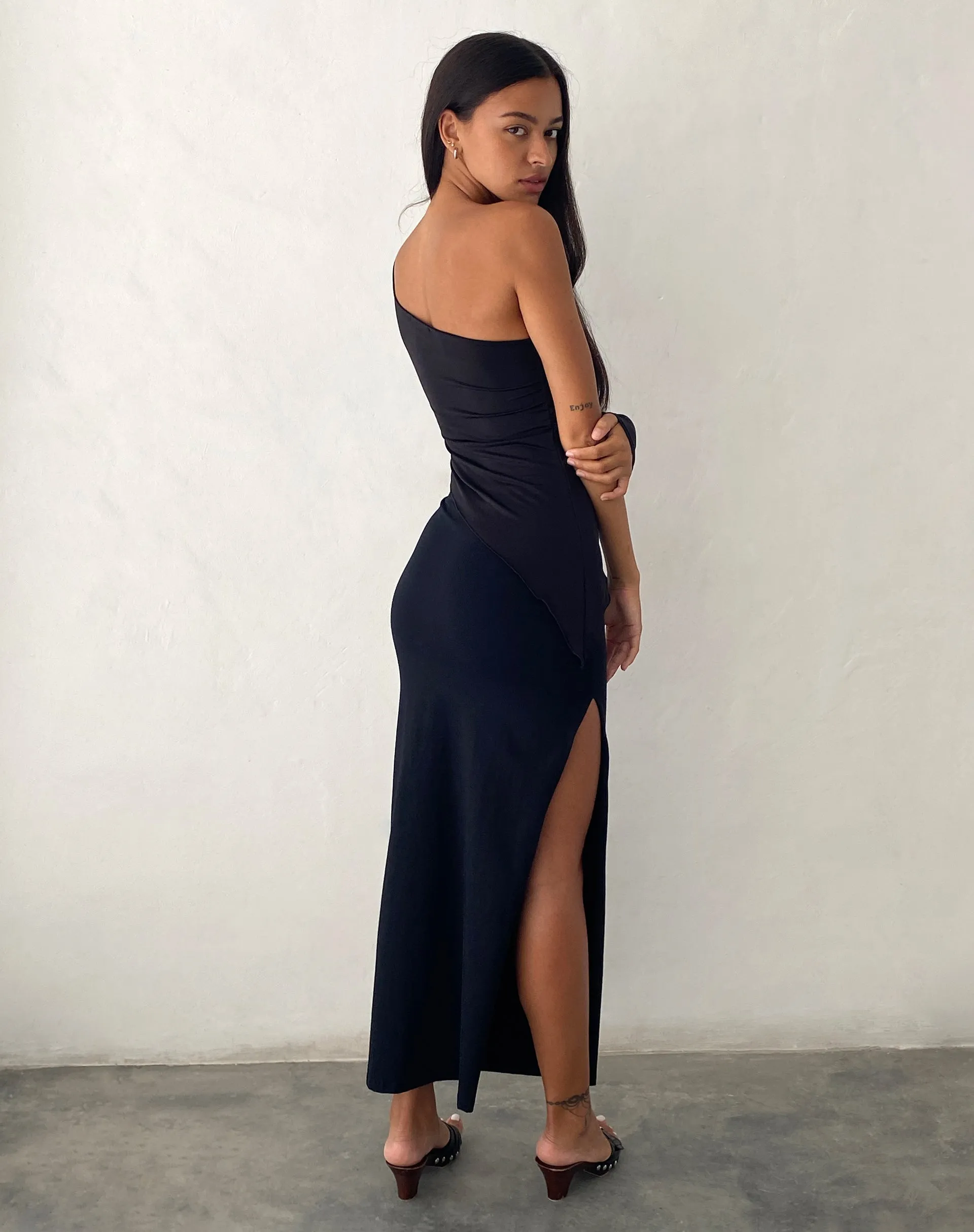 Dania One Shoulder Top in Slinky Black sold by Motel Rocks product image thumbnail 4