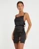 Gamay Mini Skirt in Satin Black sold by Motel Rocks