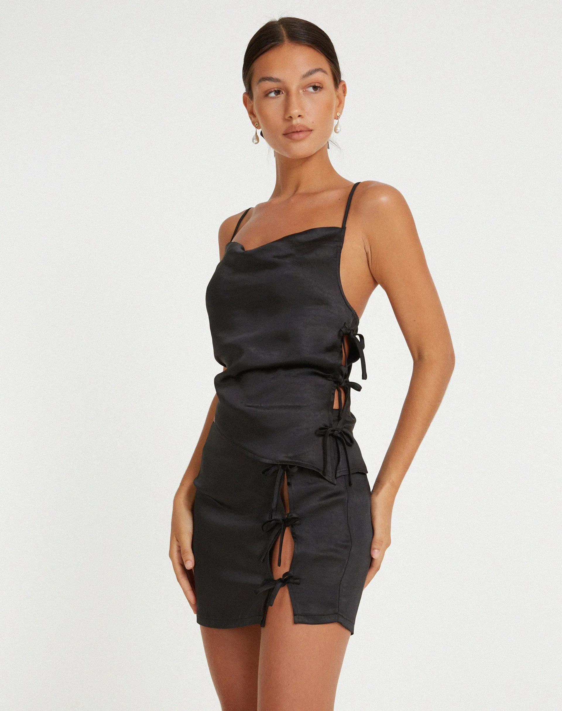 Gamay Mini Skirt in Satin Black sold by Motel Rocks product image thumbnail 5