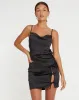 Gamay Mini Skirt in Satin Black sold by Motel Rocks