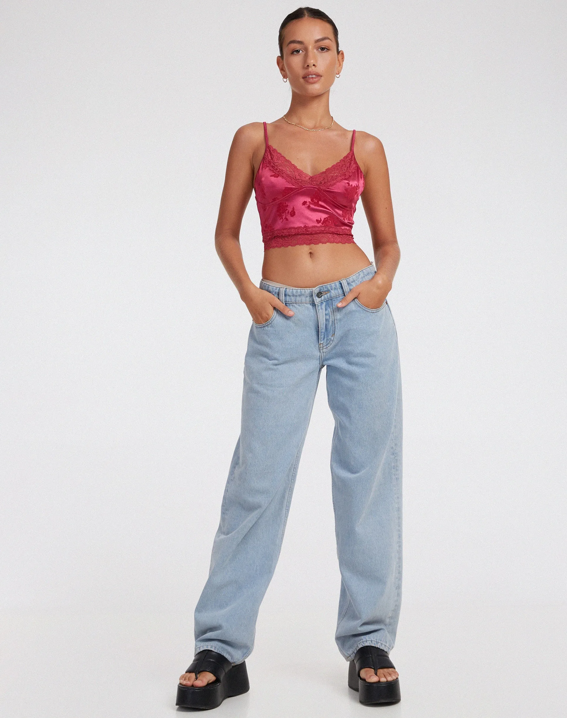 Dyrana Crop Top in Rose Flock Magenta sold by Motel Rocks product image thumbnail 2