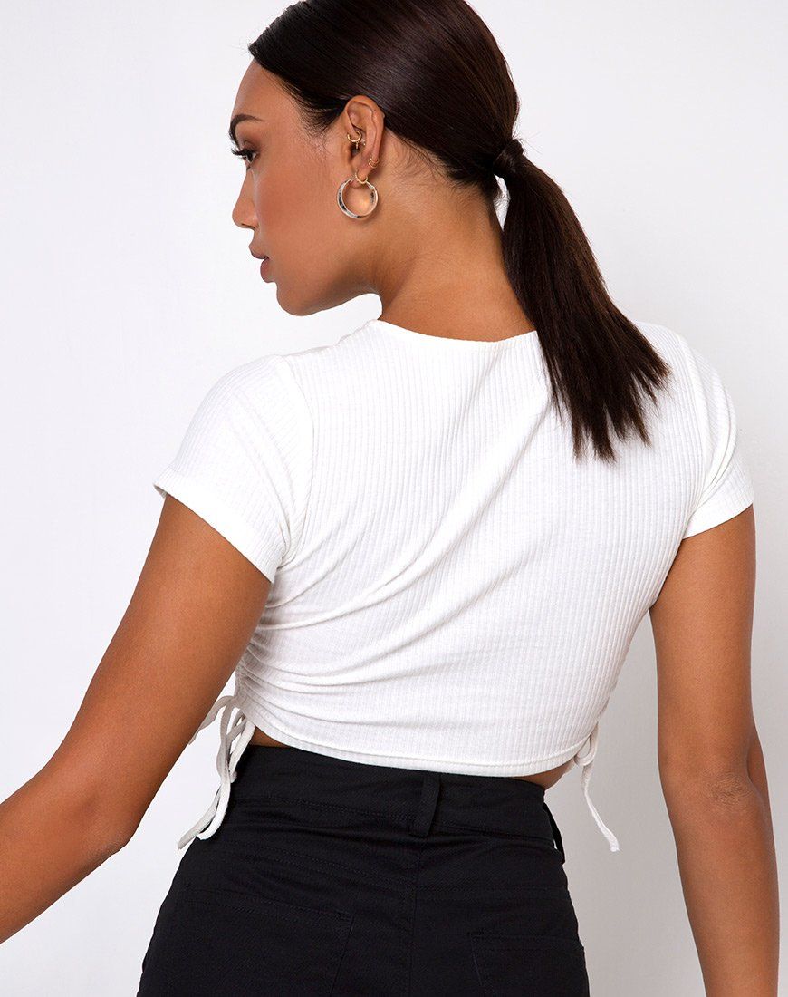 Tiner Crop Top in Rib Ivory sold by Motel Rocks product image thumbnail 2