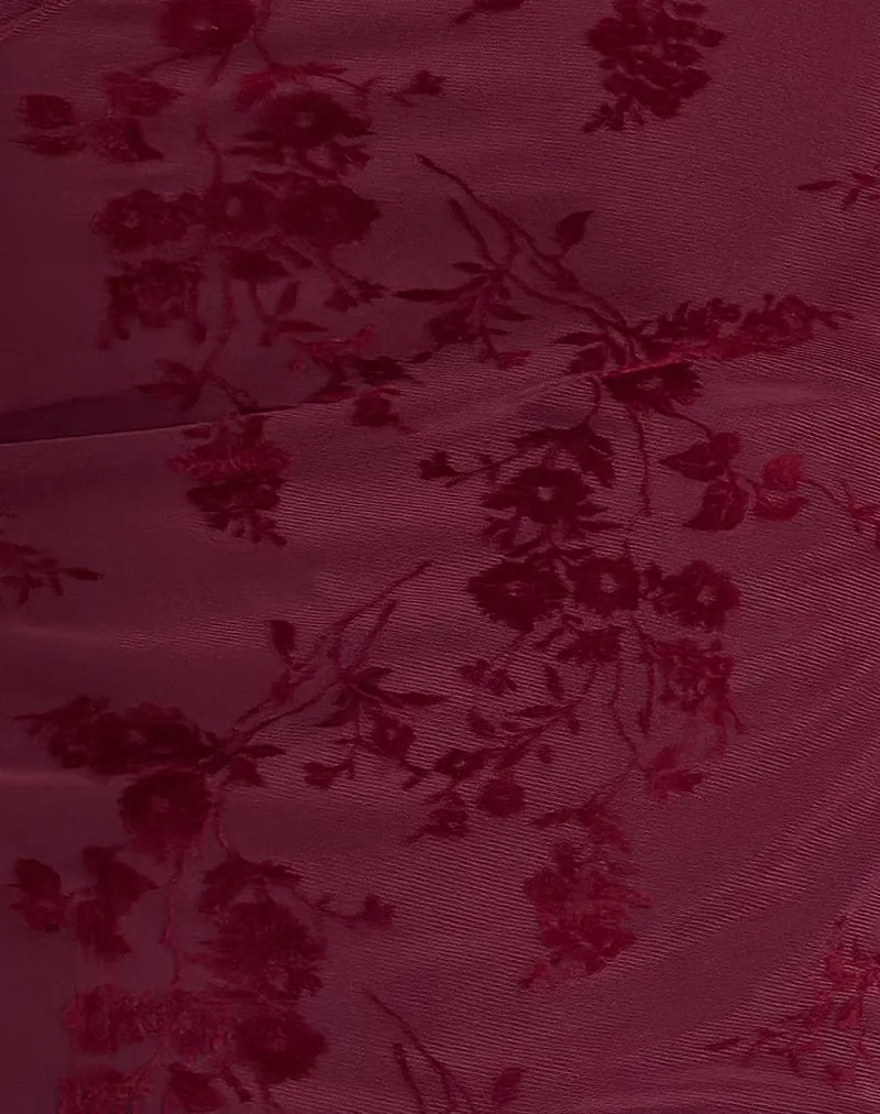 Moni Vest Top in Botanical Flower Maroon sold by Motel Rocks product image thumbnail 5