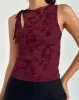 Moni Vest Top in Botanical Flower Maroon sold by Motel Rocks