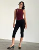 Moni Vest Top in Botanical Flower Maroon sold by Motel Rocks