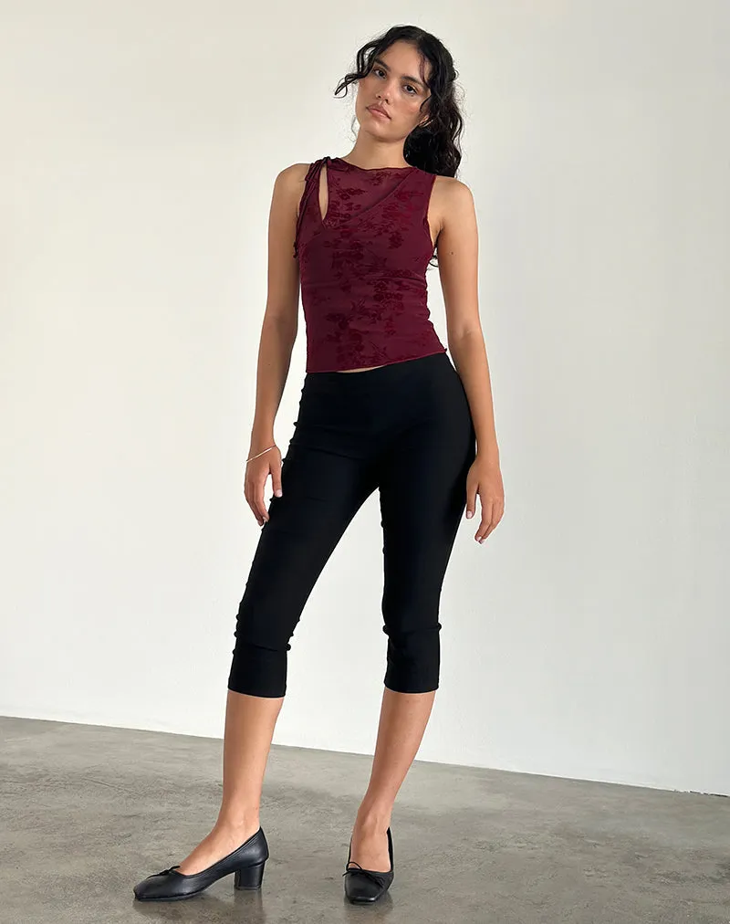 Moni Vest Top in Botanical Flower Maroon sold by Motel Rocks product image thumbnail 3
