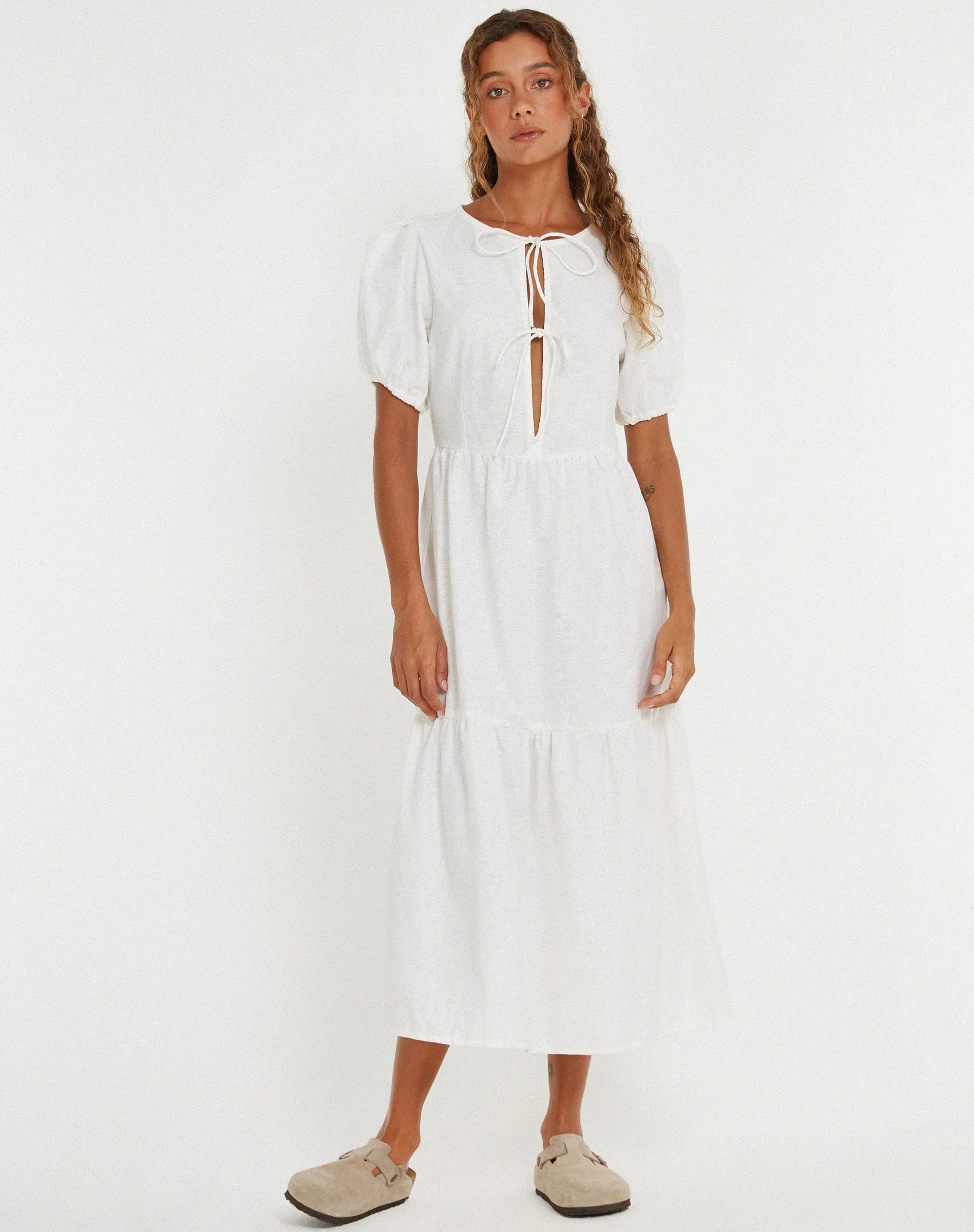 Sawyer Midi Dress in White sold by Motel Rocks product image thumbnail 4