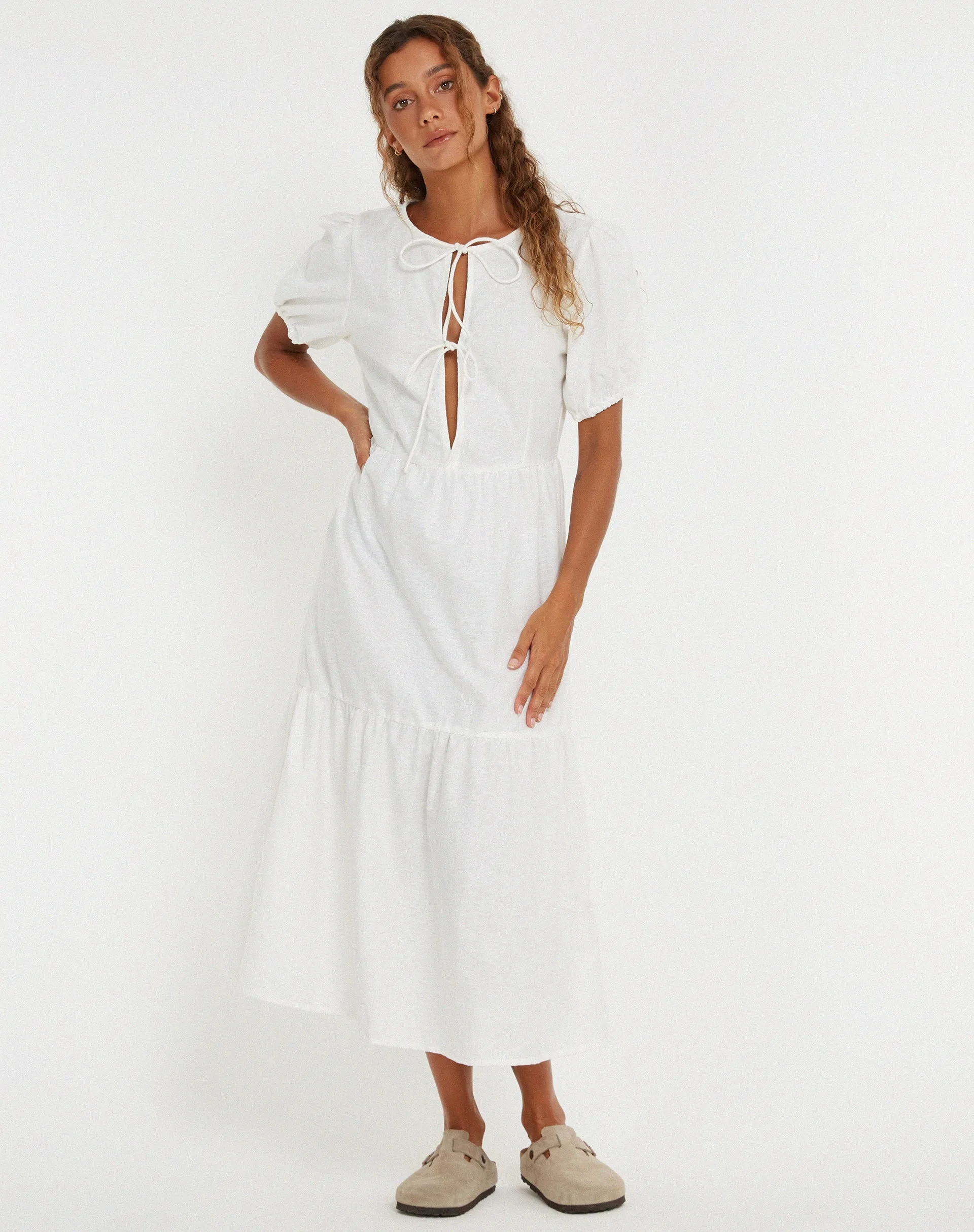 Sawyer Midi Dress in White sold by Motel Rocks