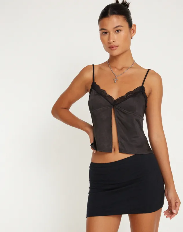 Apulia Butterfly Top in Satin Black sold by Motel Rocks