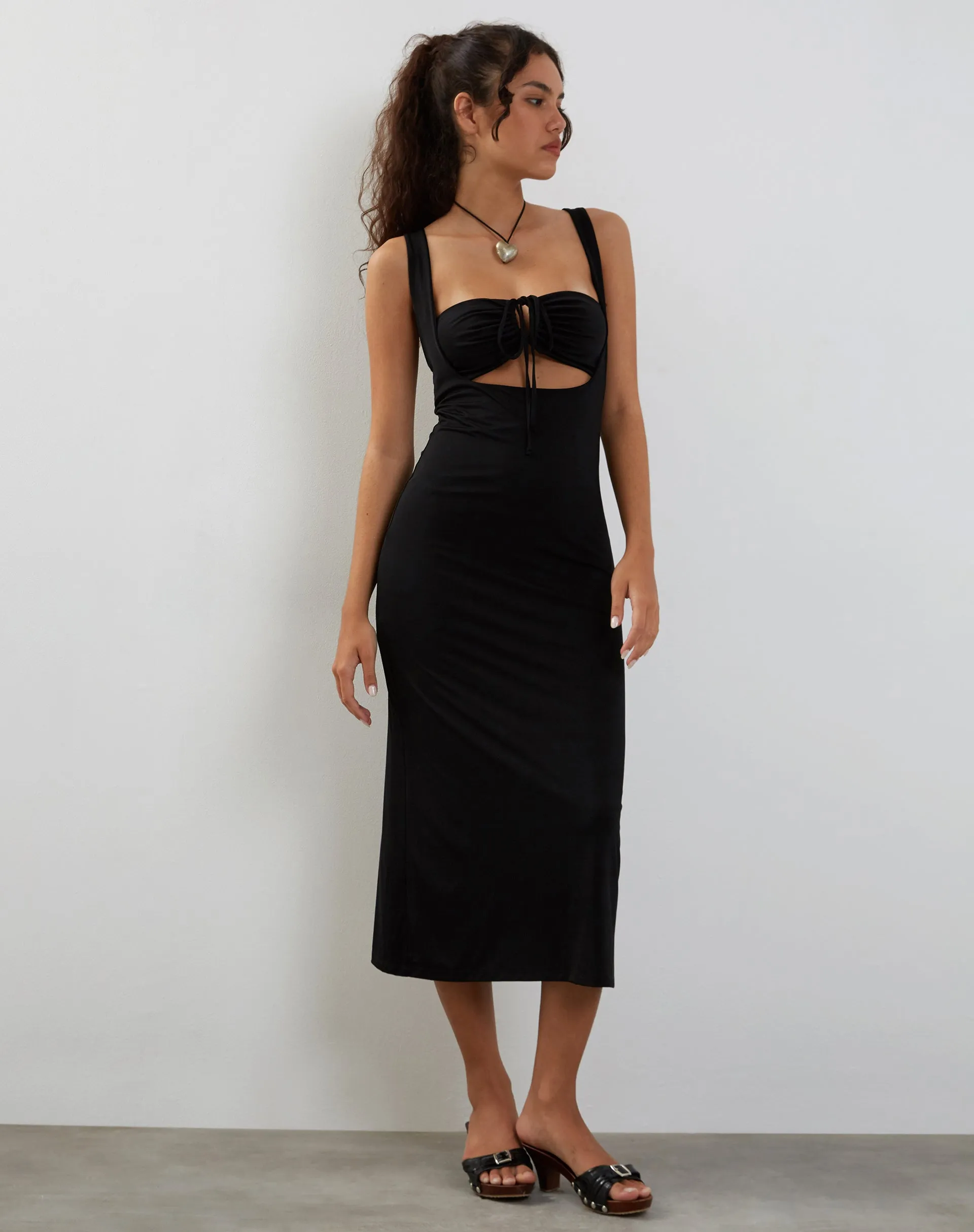 Reina Cut Out Bodycon Midi Dress in Black sold by Motel Rocks product image thumbnail 3