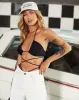 Yessy Strappy Bikini Top in Black sold by Motel Rocks