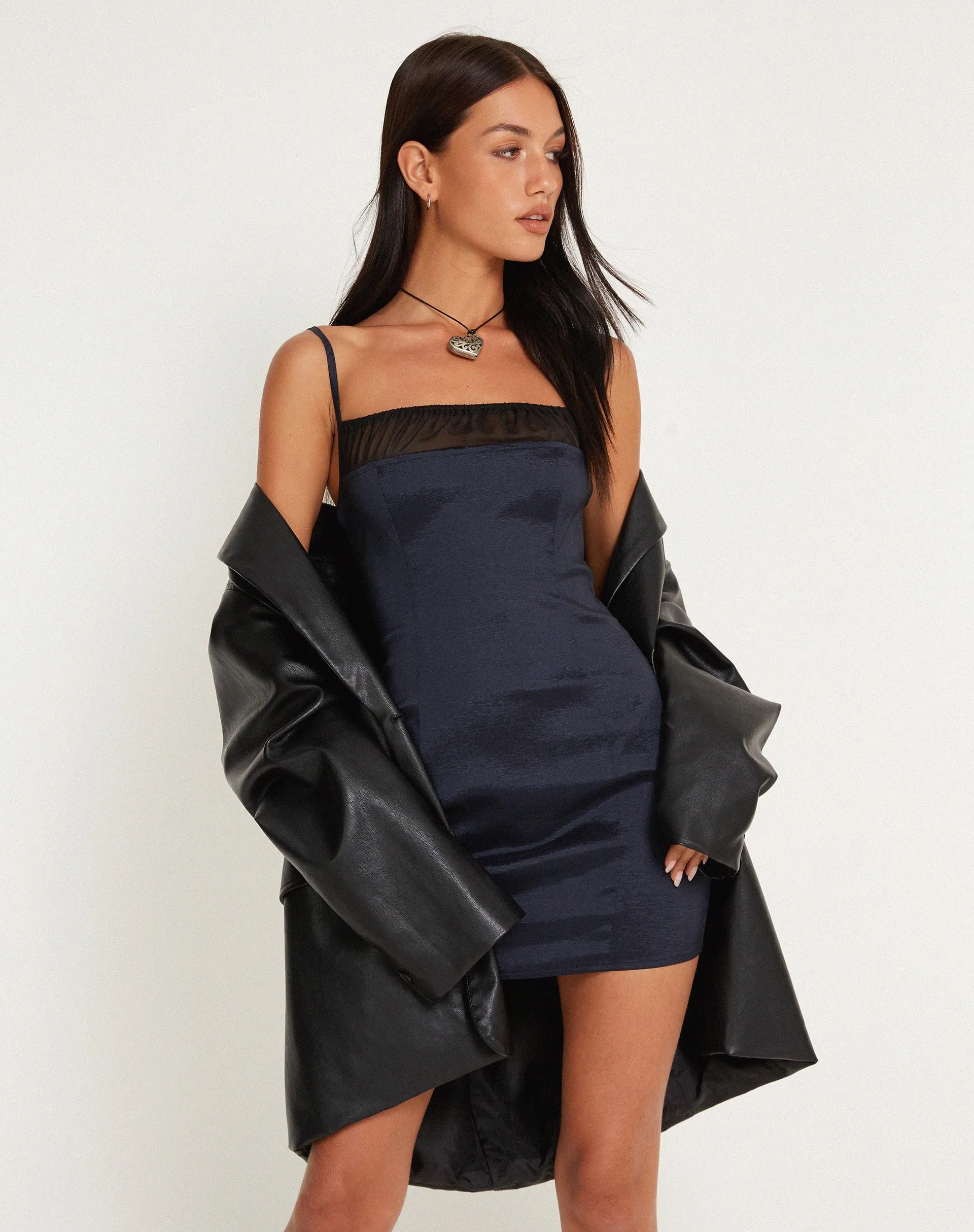 Solihu Mini Dress in Satin Navy sold by Motel Rocks product image thumbnail 3
