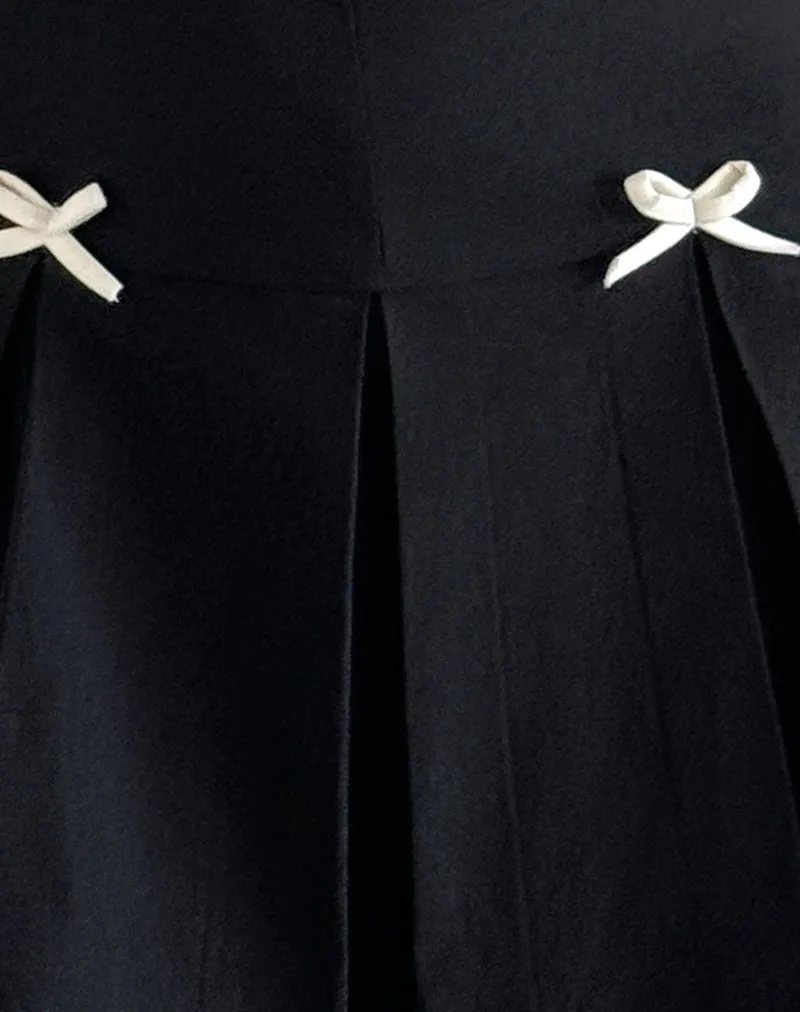 Radeta Mini Dress in Black with Ivory Bows sold by Motel Rocks product image thumbnail 5