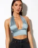 Keiza Crop Top in Satin Silver Blue sold by Motel Rocks