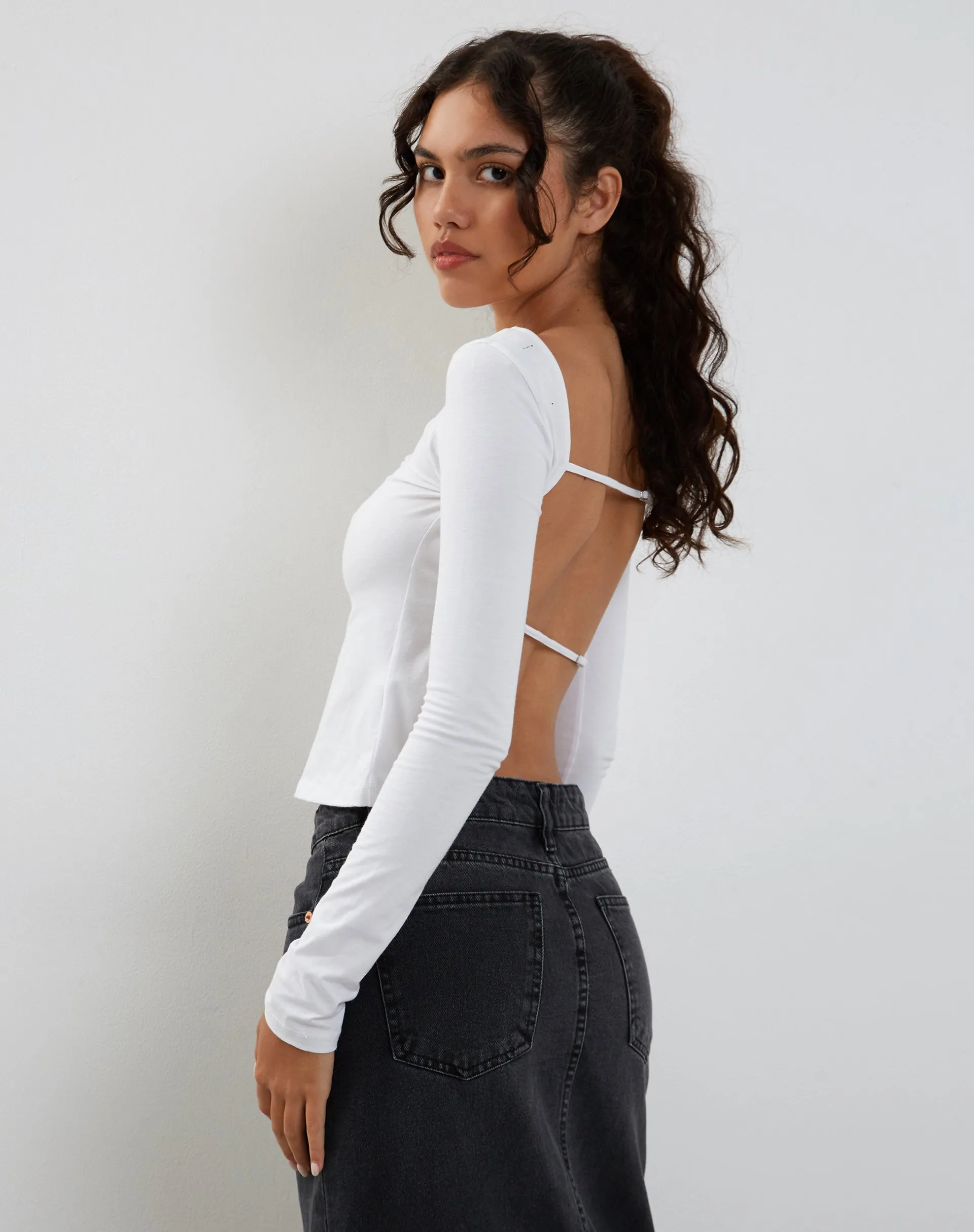 Ansita Long Sleeve Top in White sold by Motel Rocks product image thumbnail 3