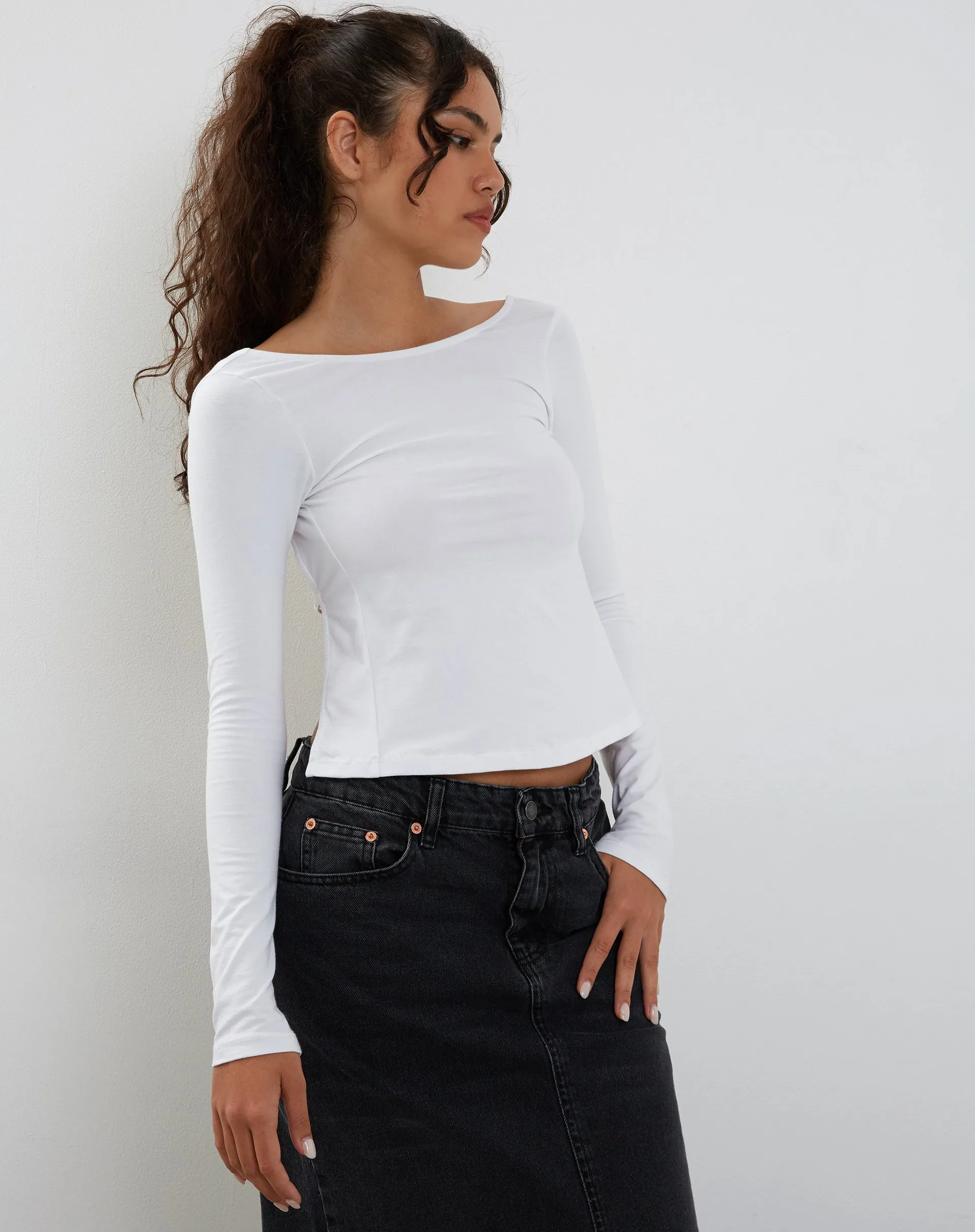 Ansita Long Sleeve Top in White sold by Motel Rocks product image thumbnail 2