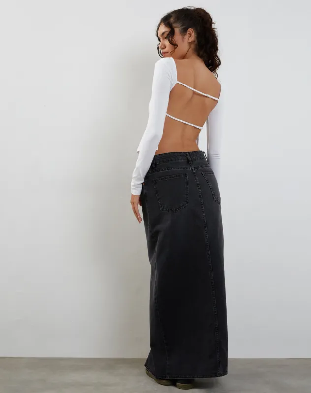 Ansita Long Sleeve Top in White sold by Motel Rocks