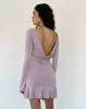 Arwen Backless Ruffle Mini Dress in Slinky Mauve sold by Motel Rocks