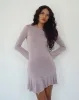 Arwen Backless Ruffle Mini Dress in Slinky Mauve sold by Motel Rocks