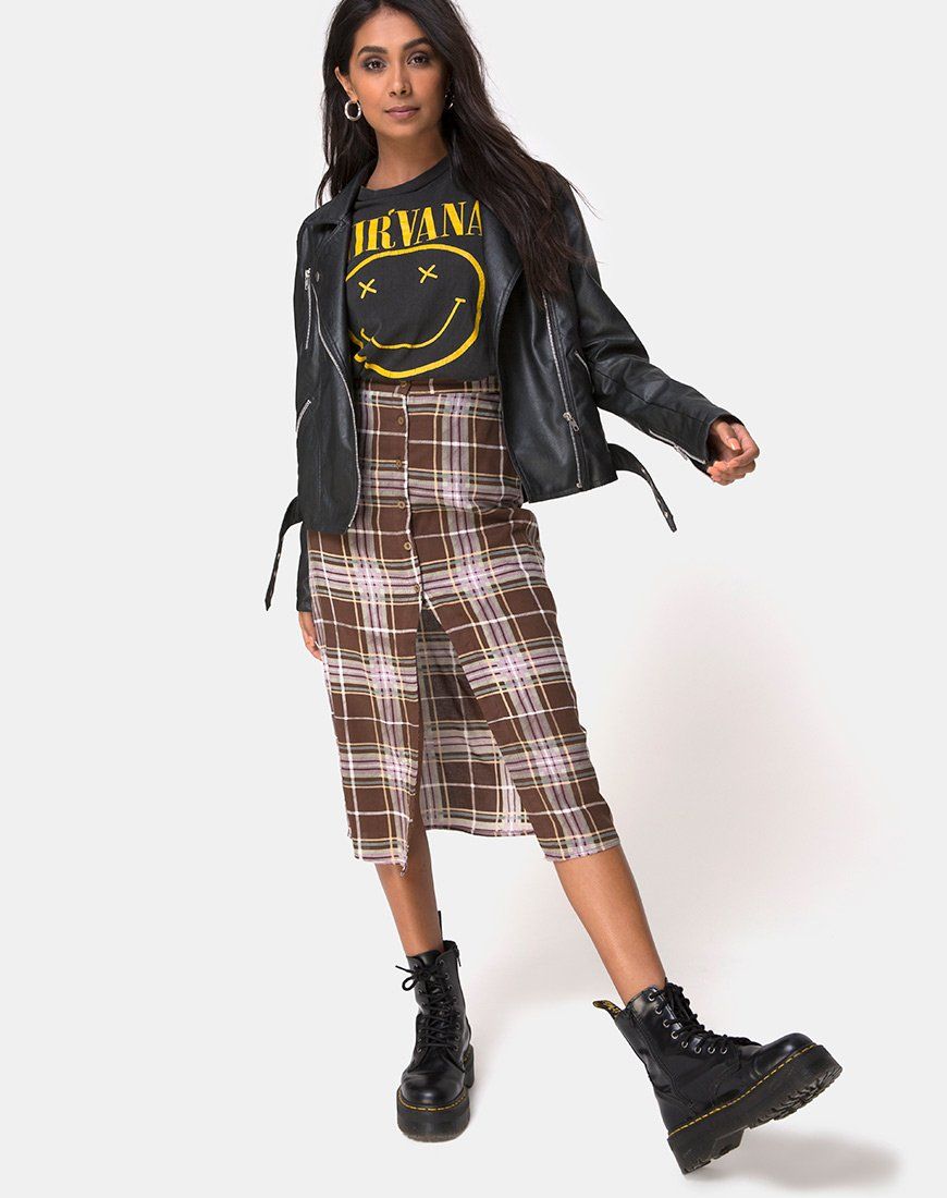 Kaisa Midi Skirt in Tartan Brown sold by Motel Rocks product image thumbnail 2