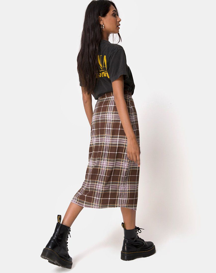 Kaisa Midi Skirt in Tartan Brown sold by Motel Rocks product image thumbnail 5