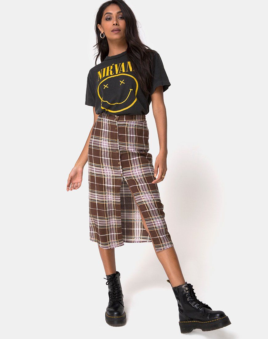 Kaisa Midi Skirt in Tartan Brown sold by Motel Rocks product image thumbnail 4